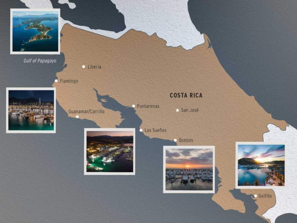 Map of Costa Rica marinas